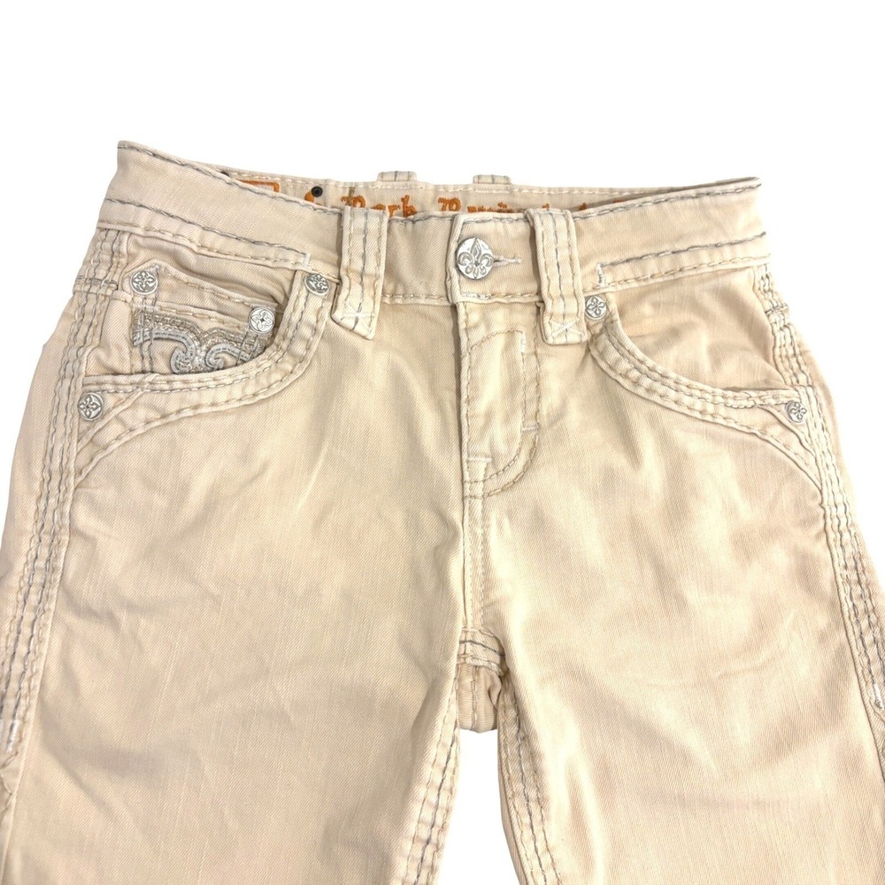 Rock Revival Butterum Slim Taper Cream Ivory Jeans Men 27x28 Gothic Punk Rocker